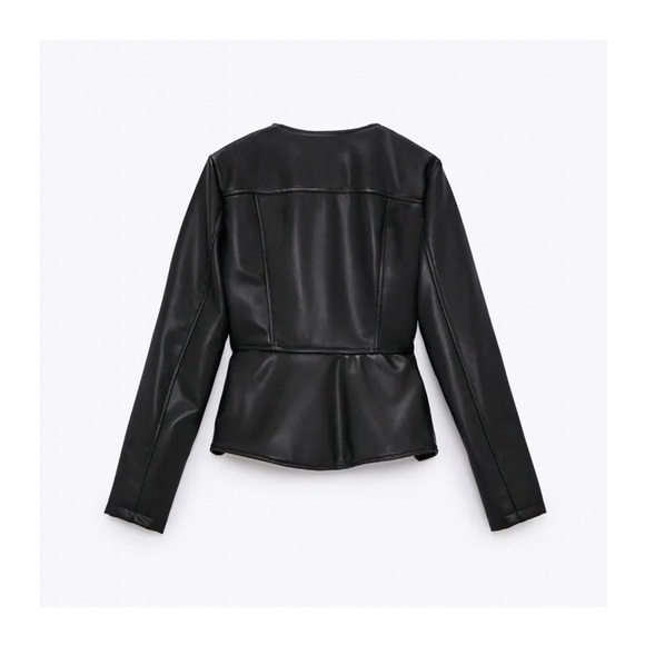HP ✨NWOT 🖤 Zara Double Zippered Faux Leather Jacket - Picture 10 of 12